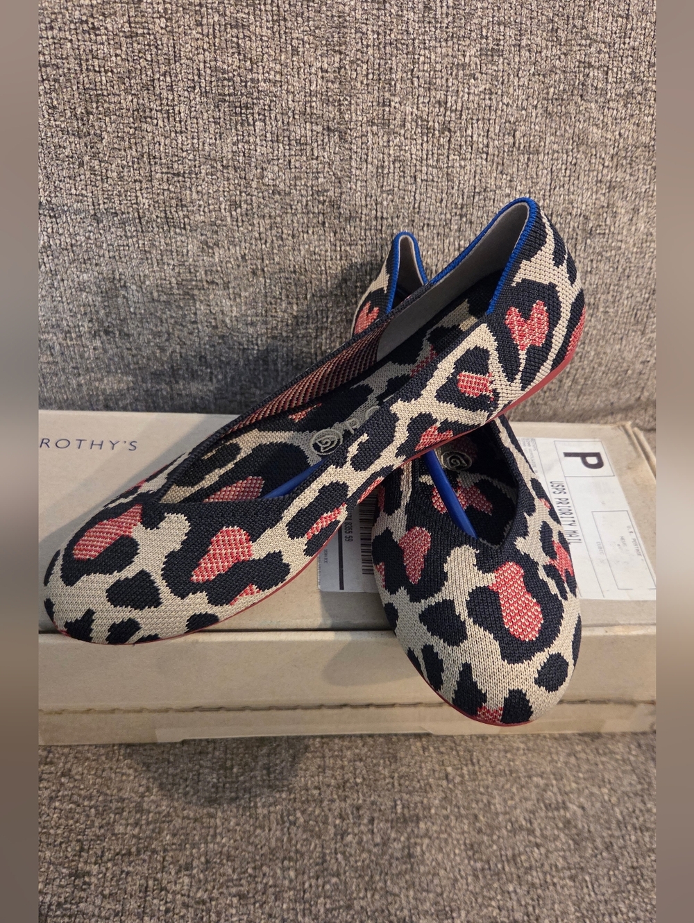 Rothy's Red Cat Leopard Print Flats (US 8.5)